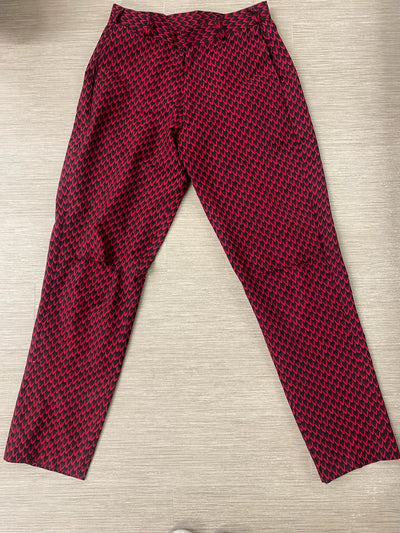 red and black checker style print pants, matching with blazer set top