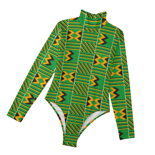 Green African Print Turtleneck Bodysuit Obioma Fashion Buy African Print