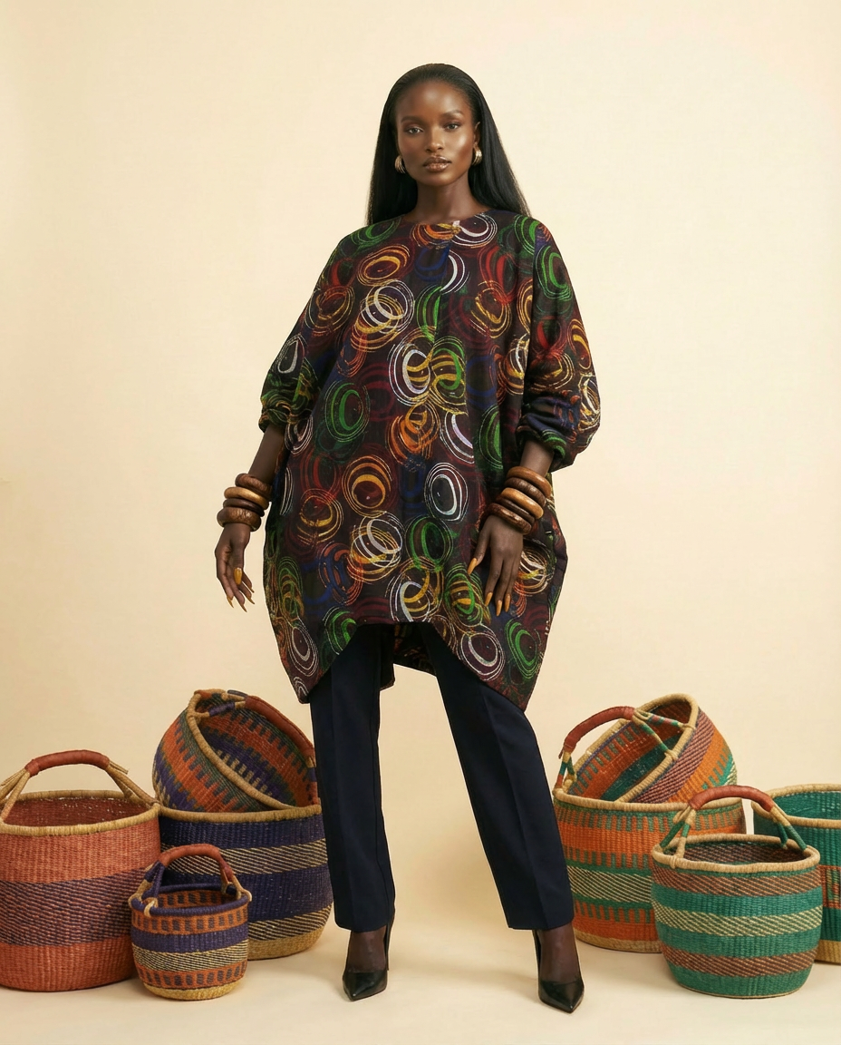ankara dress top designs Afufa Ankara Cocoon Dress