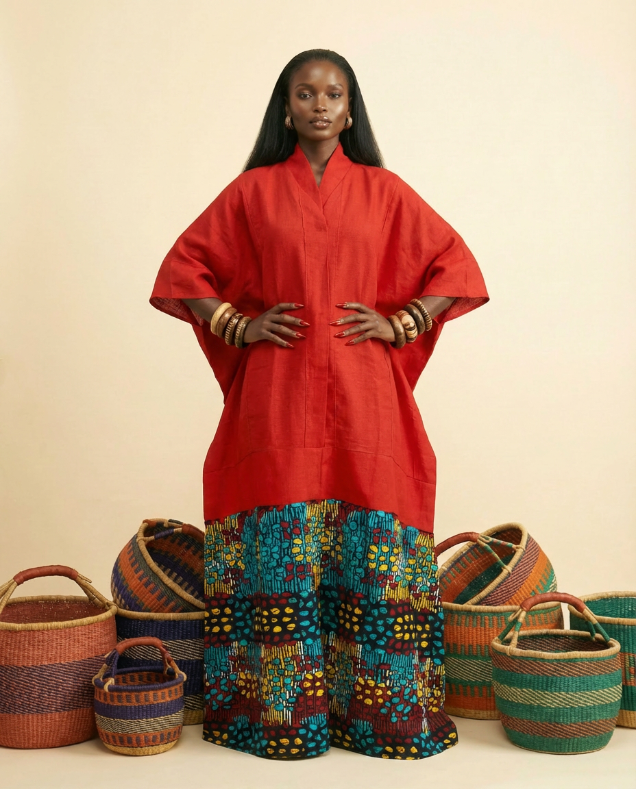 Esecham Aso-Oke & Ankara Bubu – Voluminous Fit Dress 2XL