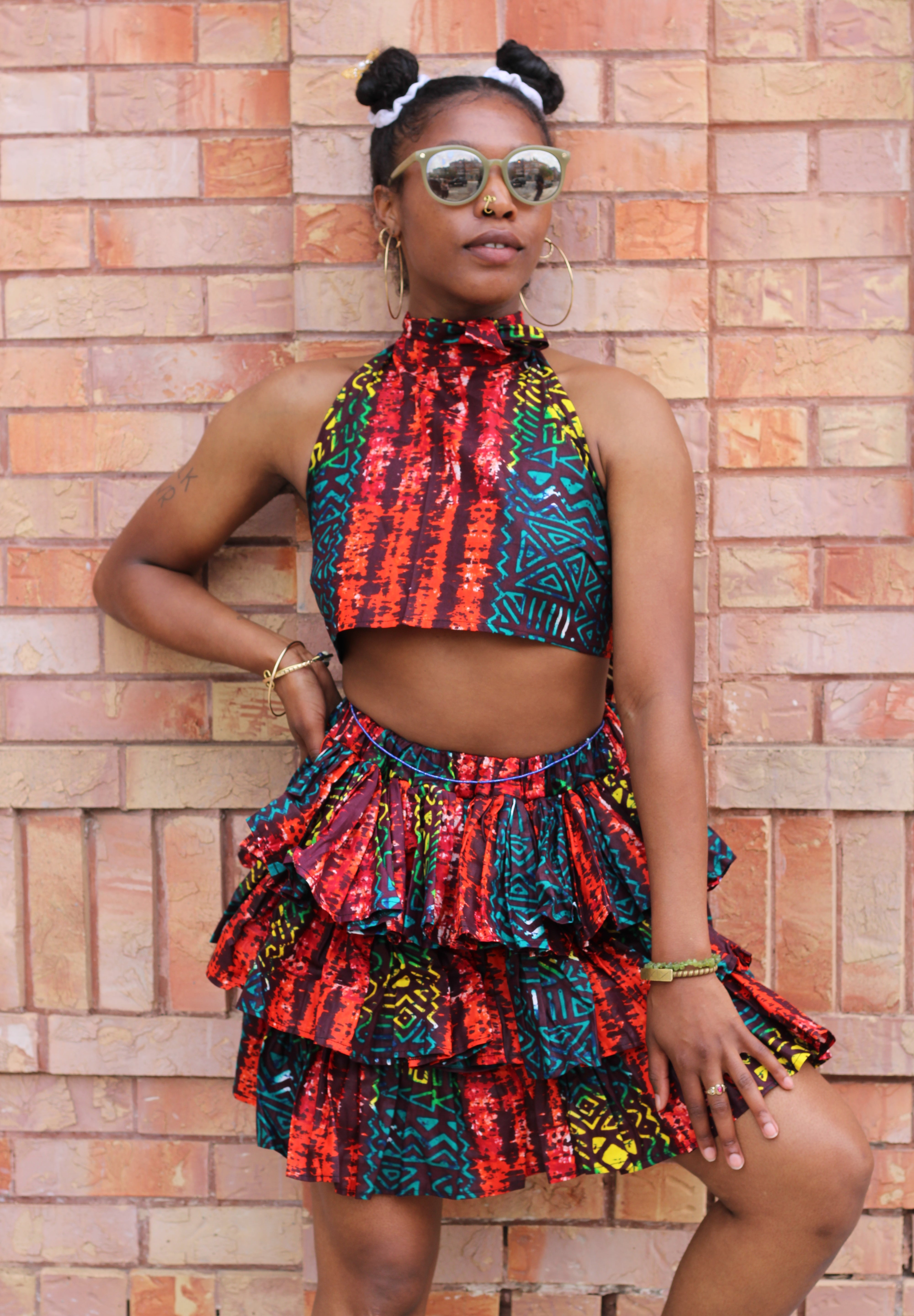 Kobina Crop Top and Triple Layered Skirt - Custom - These Fabrics Are Not Available - Please Pick Fabric