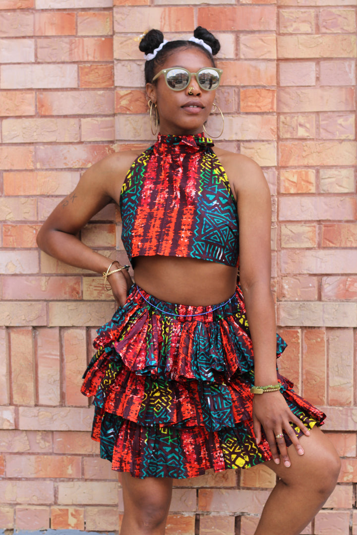 Kobina Crop Top and Triple Layered Skirt Obioma Fashion Buy African Print