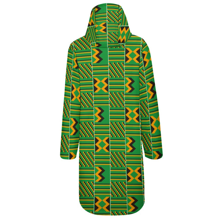 Green African Print Long Coat