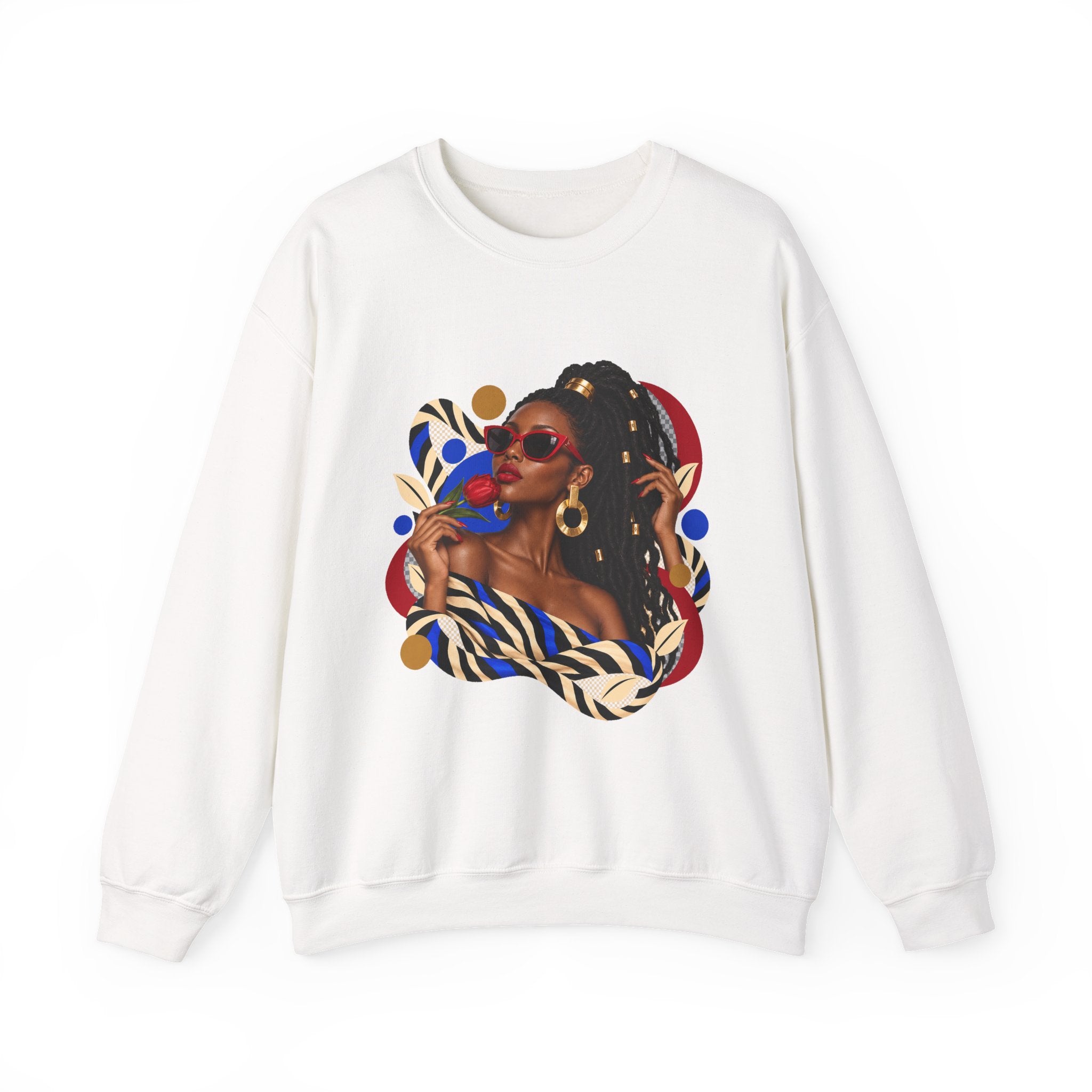 Afro Chic Portrait Sweatshirt — Stylish Woman Graphic Crewneck