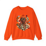 Retro Orange Bob Fashion Illustration Sweatshirt | Vintage Geometric Portrait