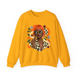 Retro Orange Bob Fashion Illustration Sweatshirt | Vintage Geometric Portrait