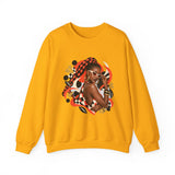 Afro Chic Crewneck Sweatshirt — Bold Red Braids Graphic