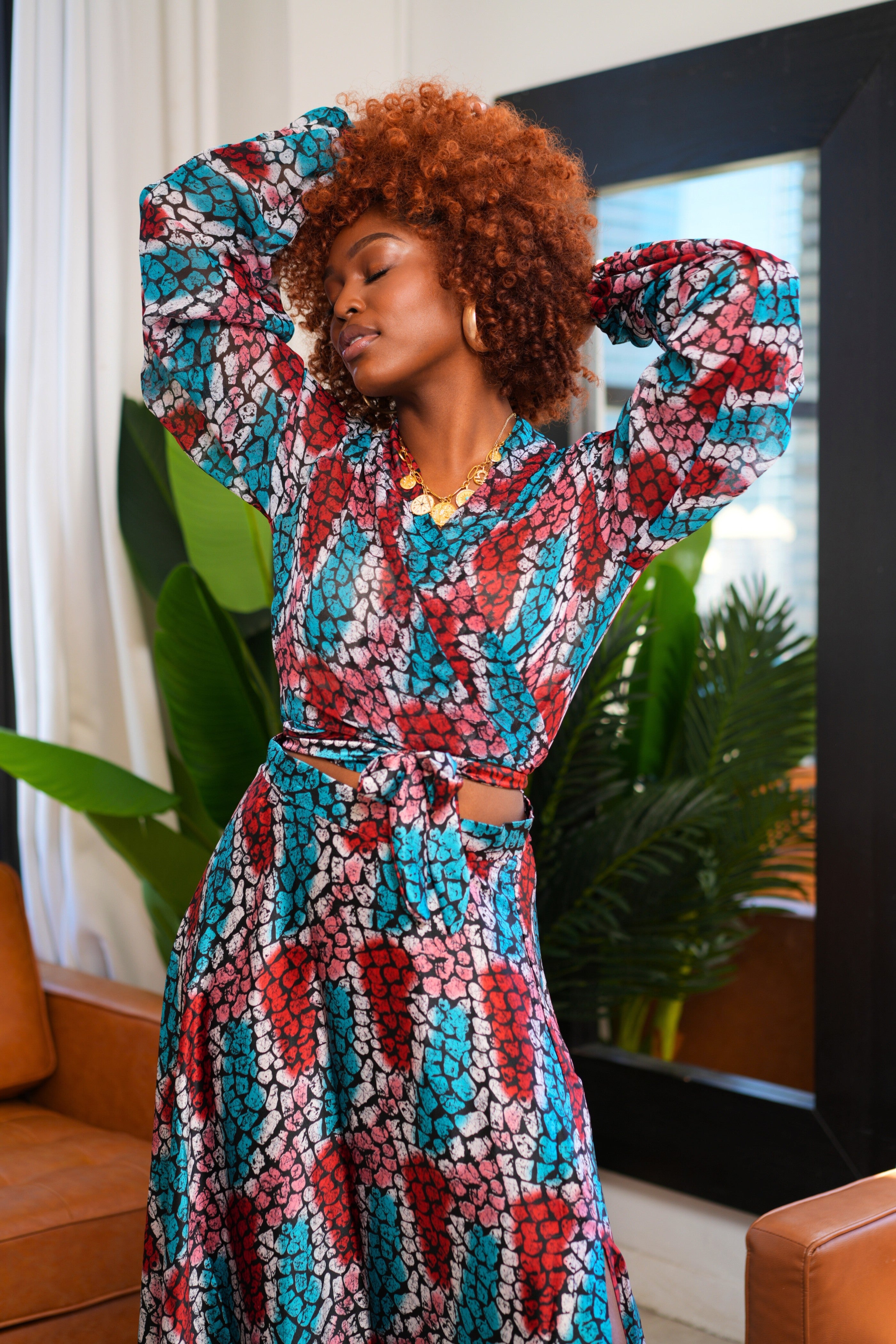 Ijeoma Silk Maxi Skirt & Blouse Set – Elegant African Fashion