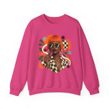 Retro Orange Bob Fashion Illustration Sweatshirt | Vintage Geometric Portrait