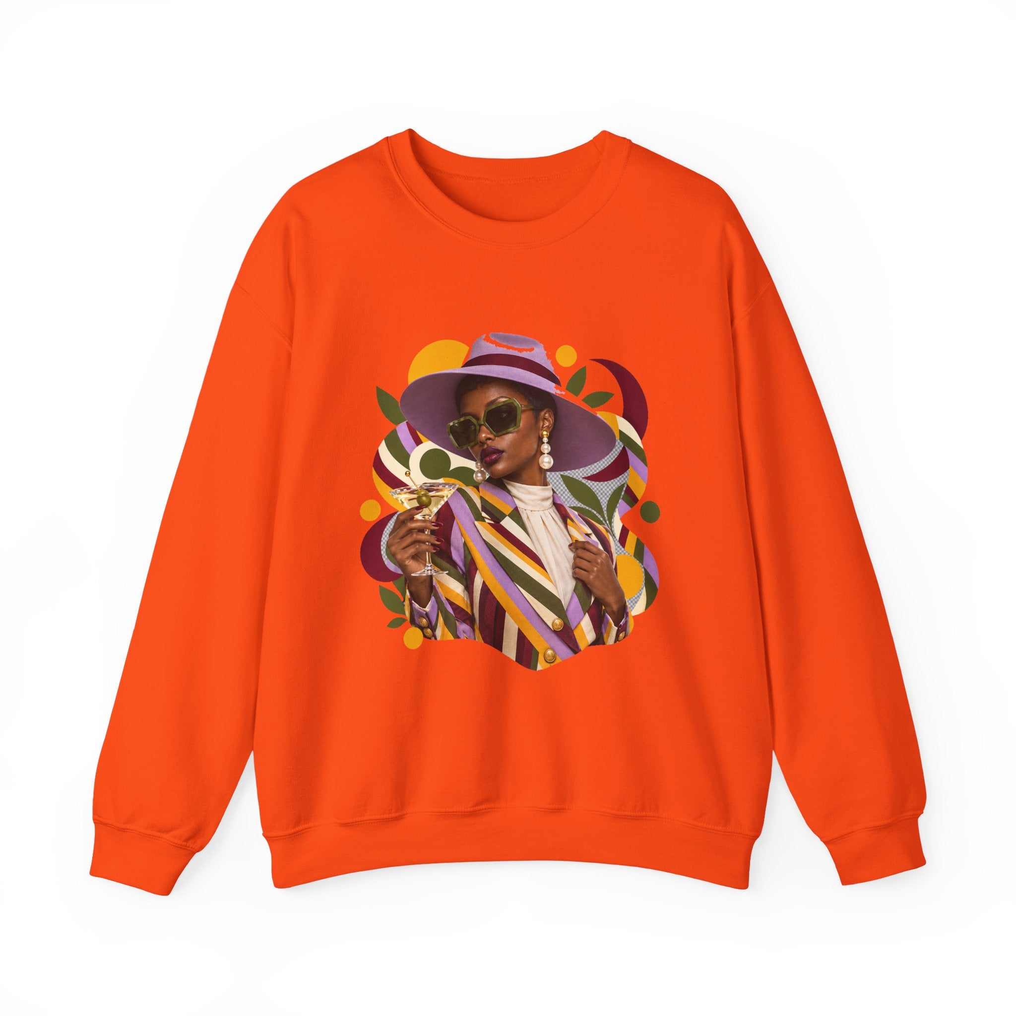 Crewneck Sweatshirt — Retro Chic Black Woman Portrait Graphic