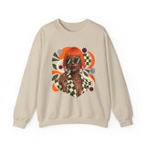Retro Orange Bob Fashion Illustration Sweatshirt | Vintage Geometric Portrait