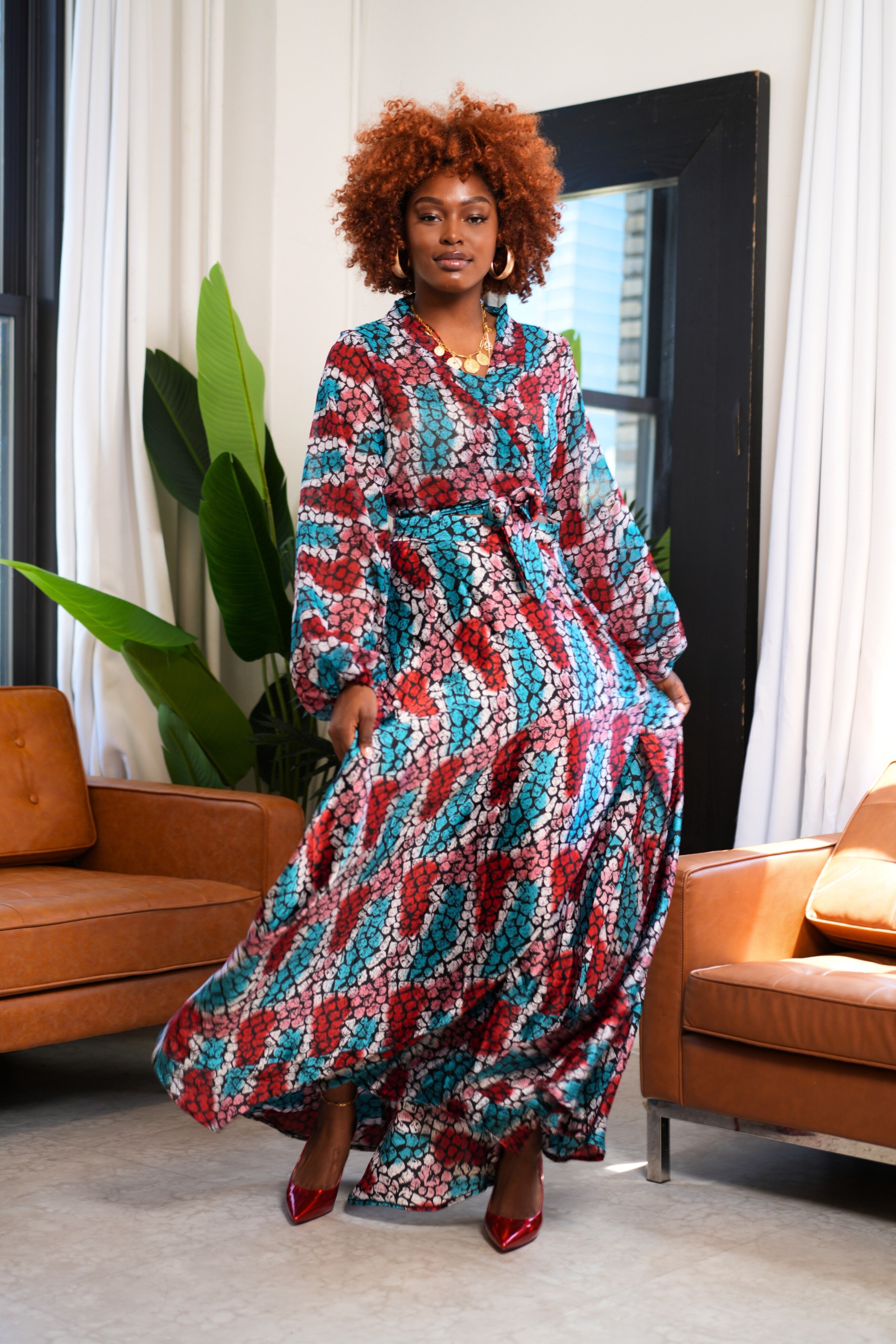 Ijeoma Silk Maxi Skirt & Blouse Set – Elegant African Fashion