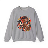 Afro Chic Crewneck Sweatshirt — Bold Red Braids Graphic