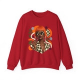 Retro Orange Bob Fashion Illustration Sweatshirt | Vintage Geometric Portrait