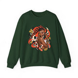 Afro Chic Crewneck Sweatshirt — Bold Red Braids Graphic