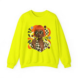 Retro Orange Bob Fashion Illustration Sweatshirt | Vintage Geometric Portrait