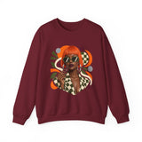 Retro Orange Bob Fashion Illustration Sweatshirt | Vintage Geometric Portrait