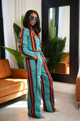 Afoma Aso oke Fabric Pants and Crop Blazer Set
