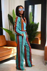Afoma Aso oke Fabric Pants and Crop Blazer Set