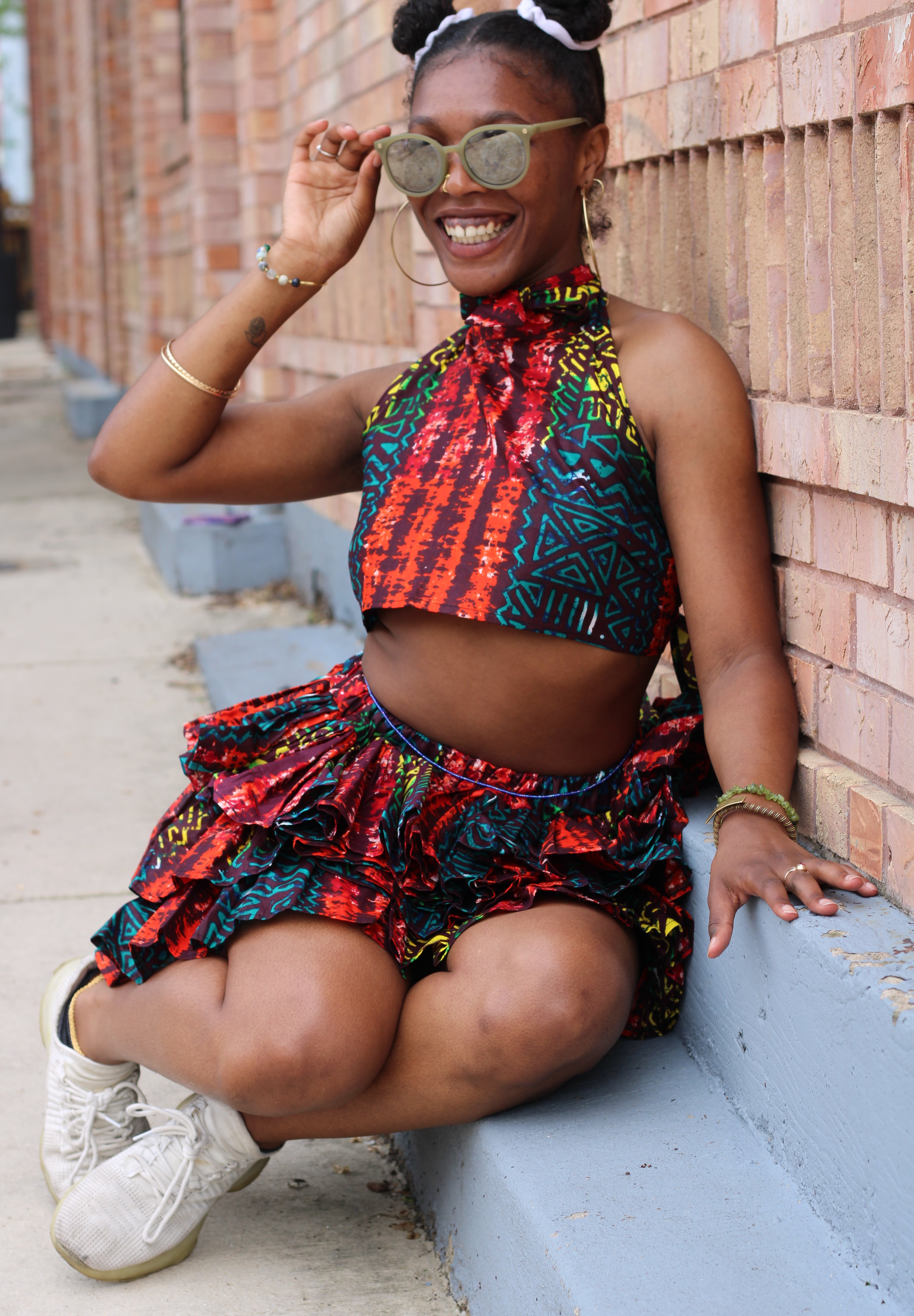 Kobina Crop Top and Triple Layered Skirt - Custom - These Fabrics Are Not Available - Please Pick Fabric