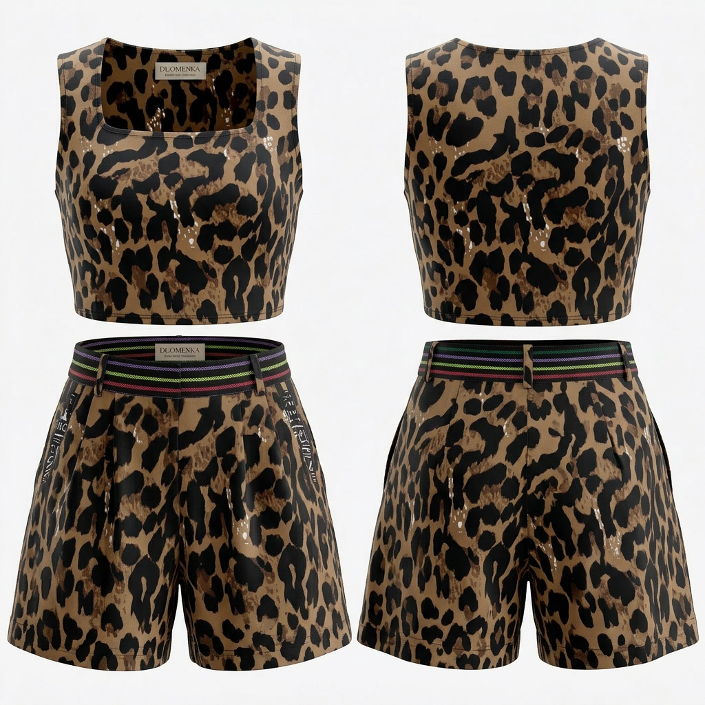 Anara Leopard Print Stretch Set - Luxe Loungewear