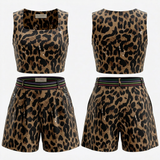 Anara Leopard Print Stretch Set - Luxe Loungewear