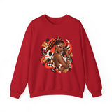 Afro Chic Crewneck Sweatshirt — Bold Red Braids Graphic