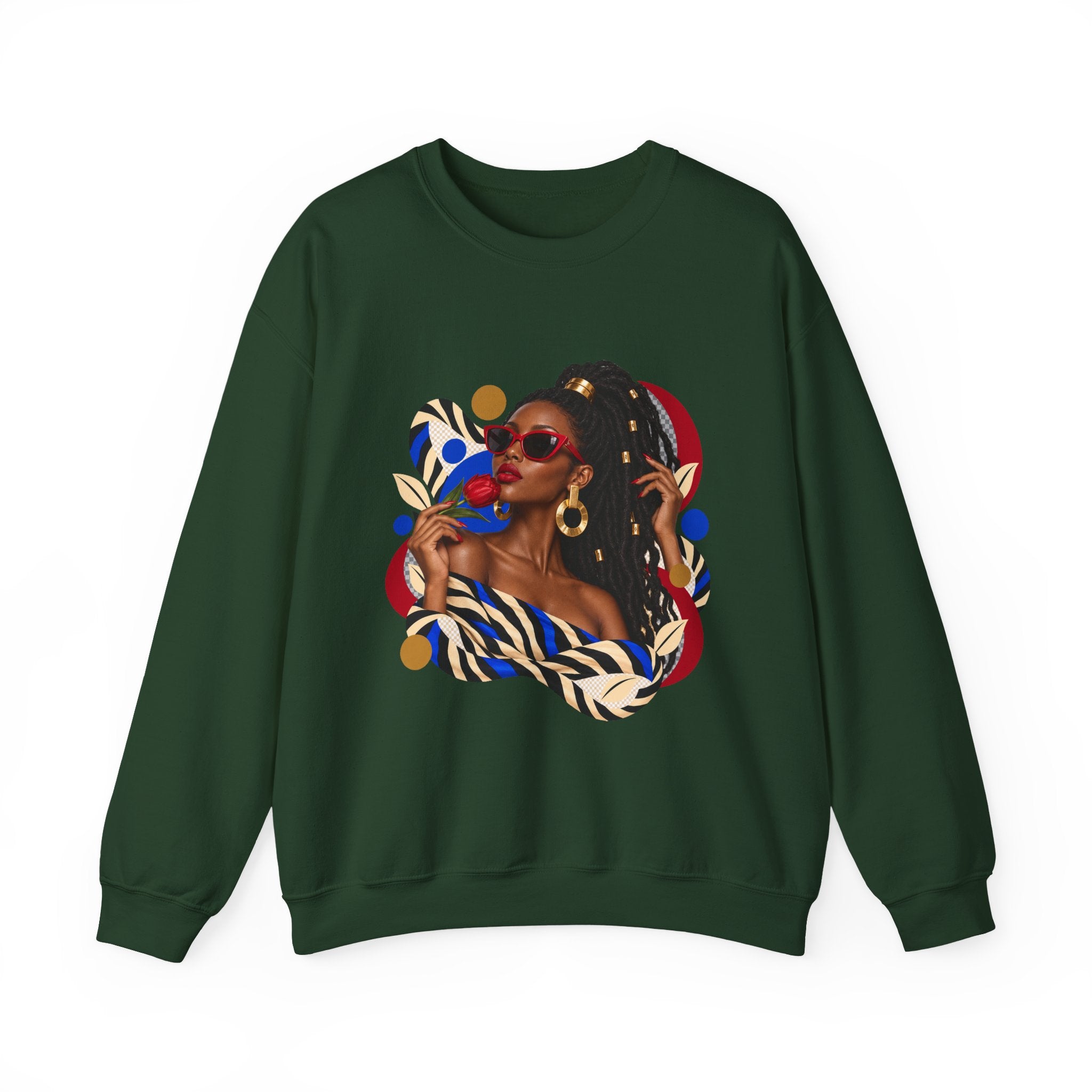 Afro Chic Portrait Sweatshirt — Stylish Woman Graphic Crewneck
