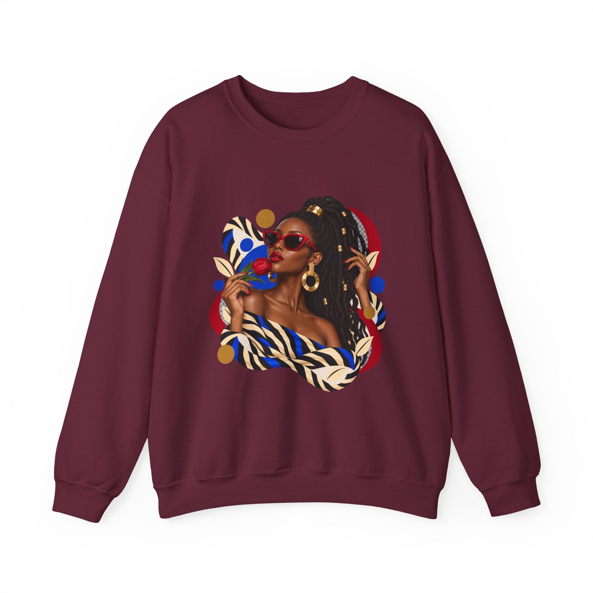 Afro Chic Portrait Sweatshirt — Stylish Woman Graphic Crewneck