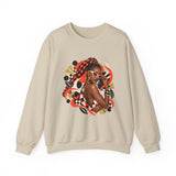 Afro Chic Crewneck Sweatshirt — Bold Red Braids Graphic