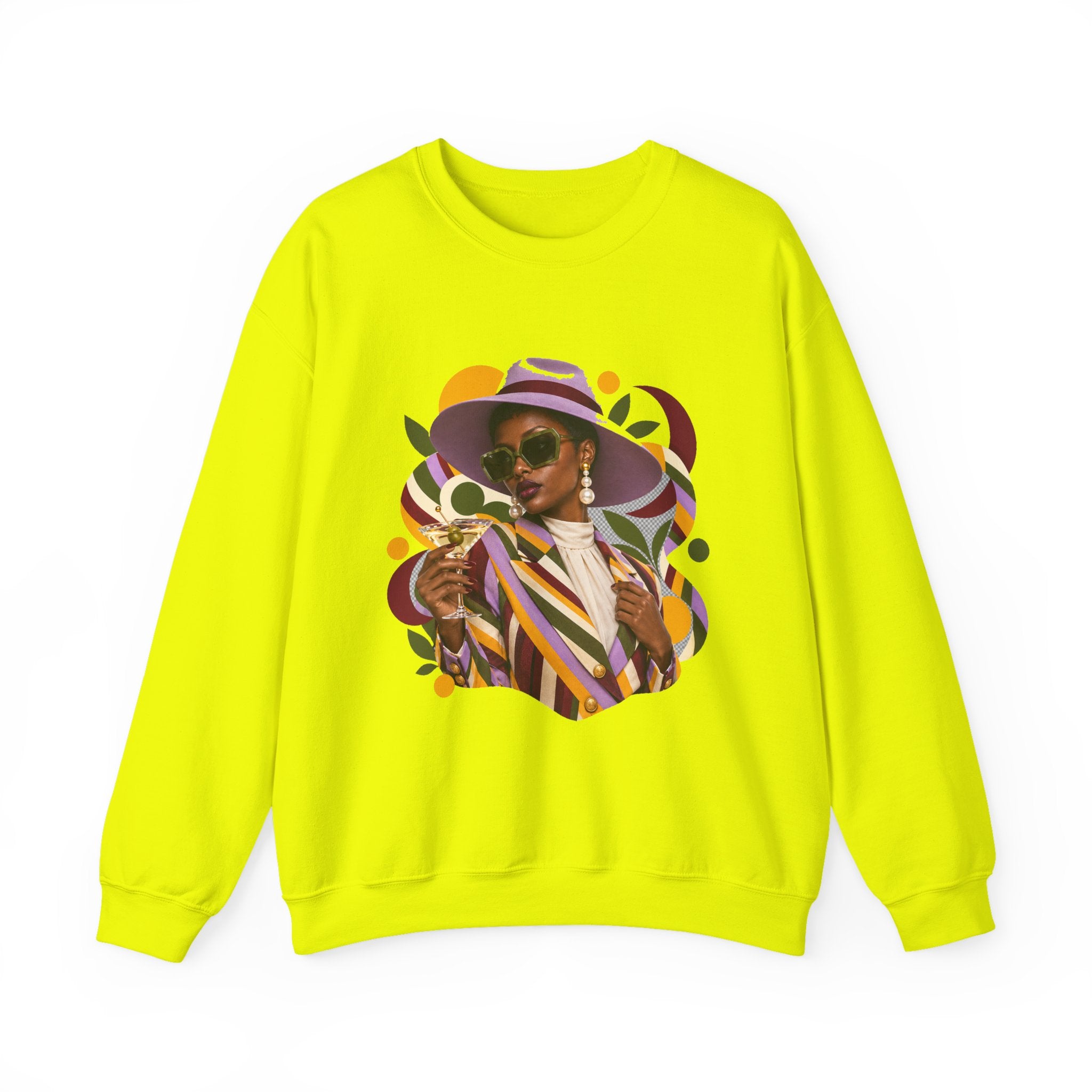 Crewneck Sweatshirt — Retro Chic Black Woman Portrait Graphic