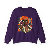 Retro Orange Bob Fashion Illustration Sweatshirt | Vintage Geometric Portrait