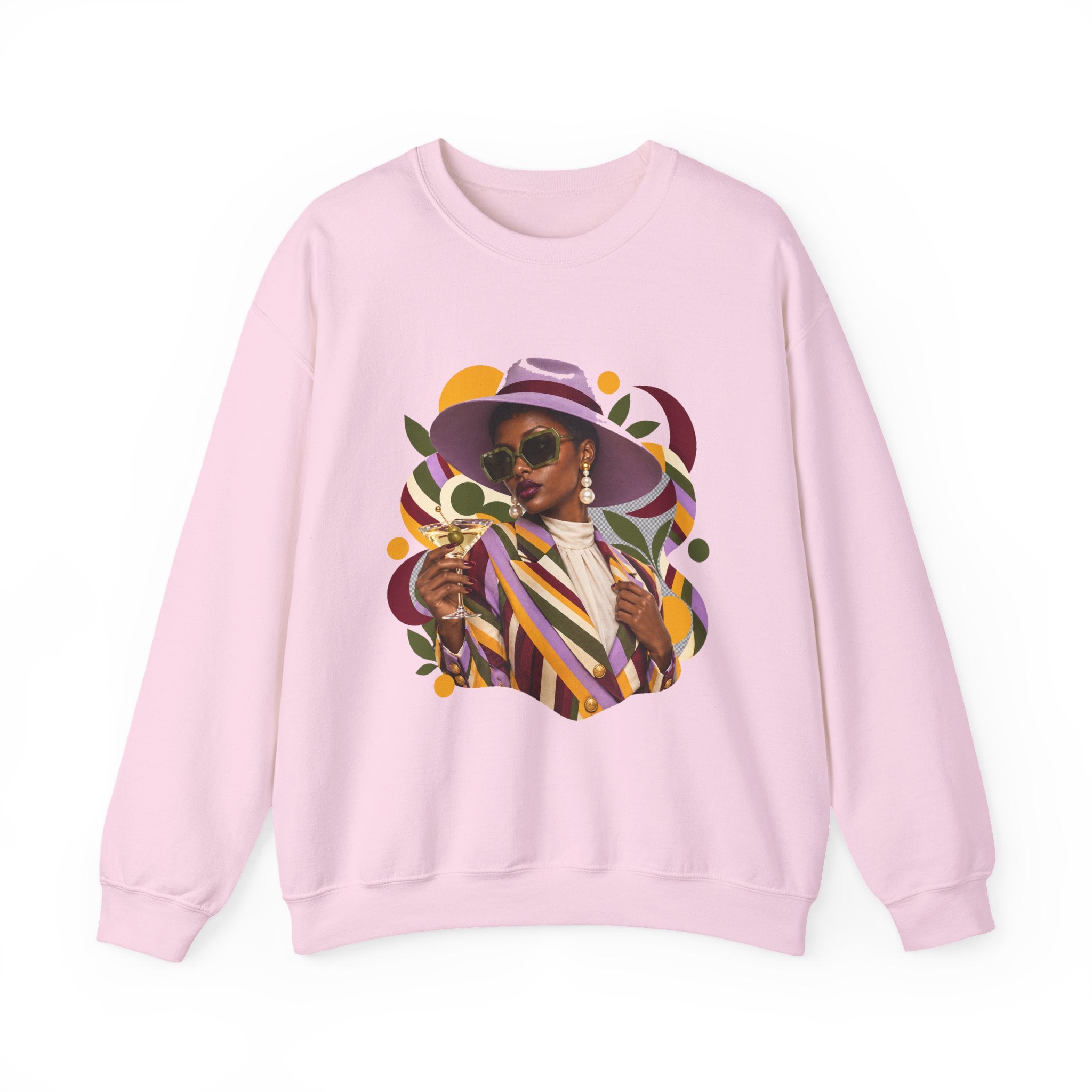 Crewneck Sweatshirt — Retro Chic Black Woman Portrait Graphic