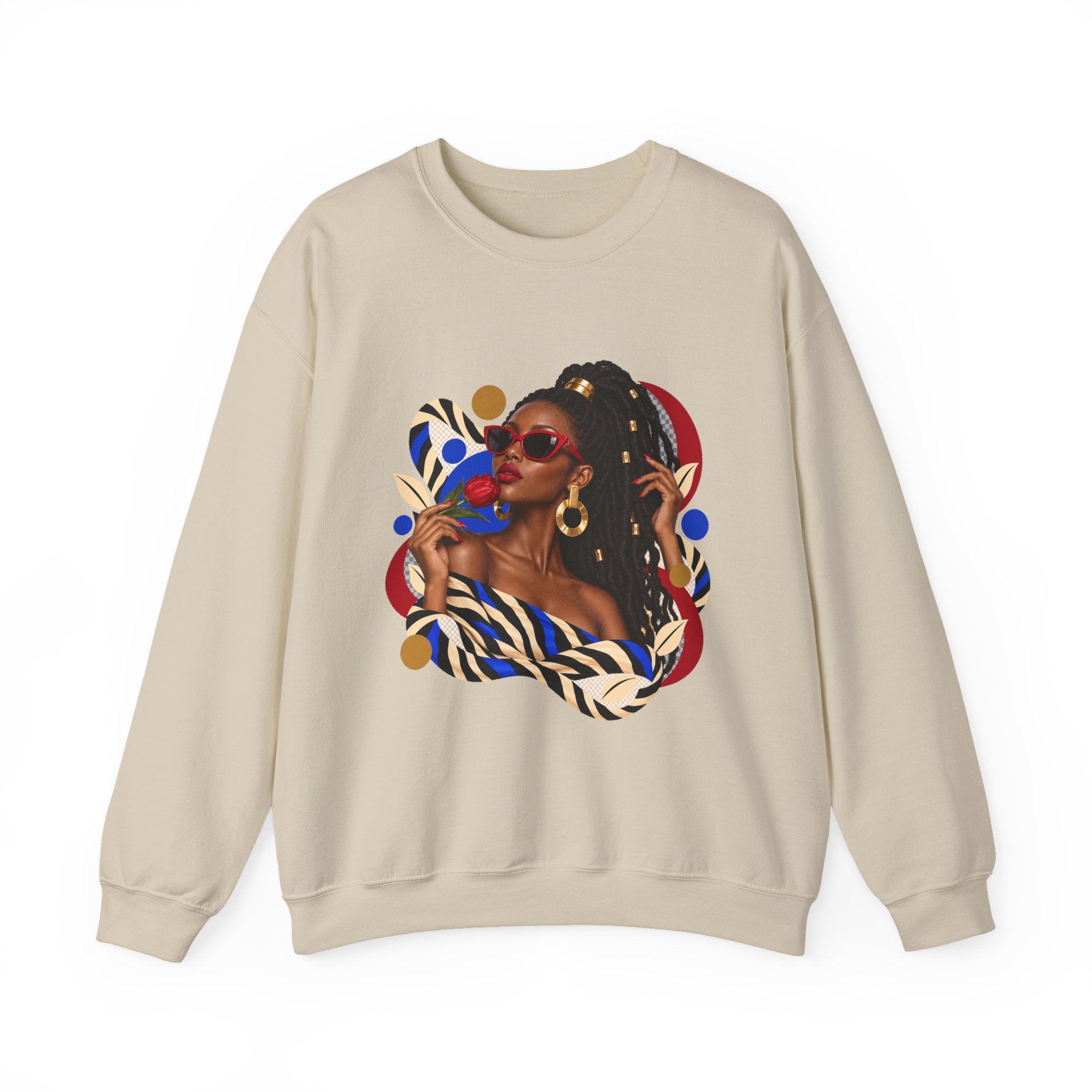 Afro Chic Portrait Sweatshirt — Stylish Woman Graphic Crewneck