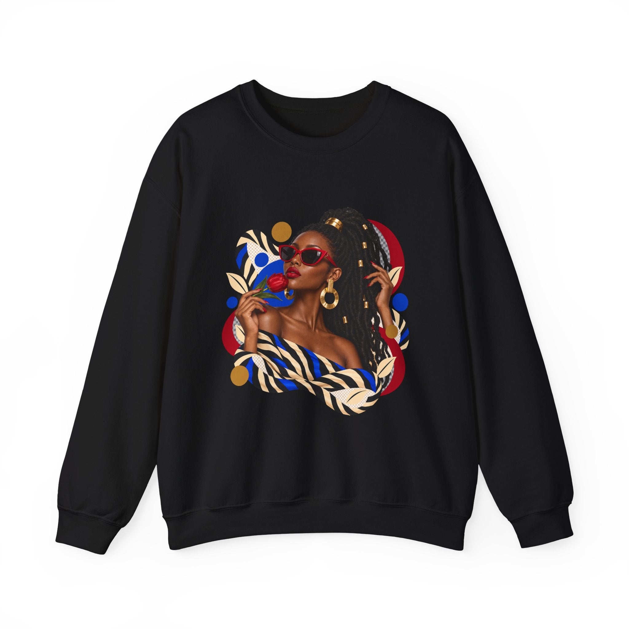 Afro Chic Portrait Sweatshirt — Stylish Woman Graphic Crewneck