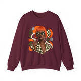 Retro Orange Bob Fashion Illustration Sweatshirt | Vintage Geometric Portrait