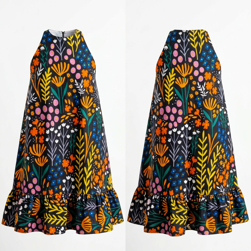 Ajadu Ankara Cotton 'Edited Generation' Midi Dress - Vibrant Print