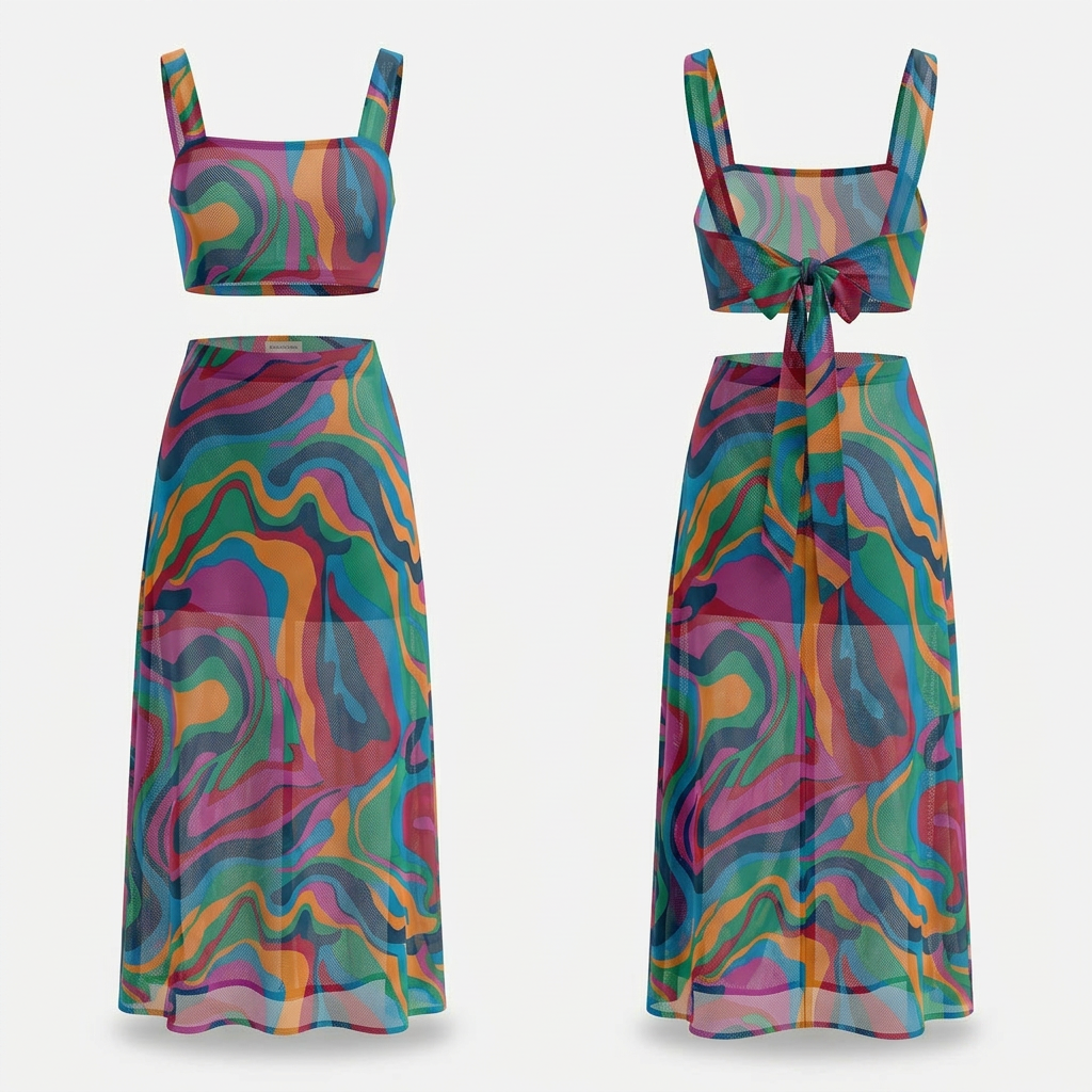 Ifeoma Abstract Swirl Mesh Set - Multicolored Luxe