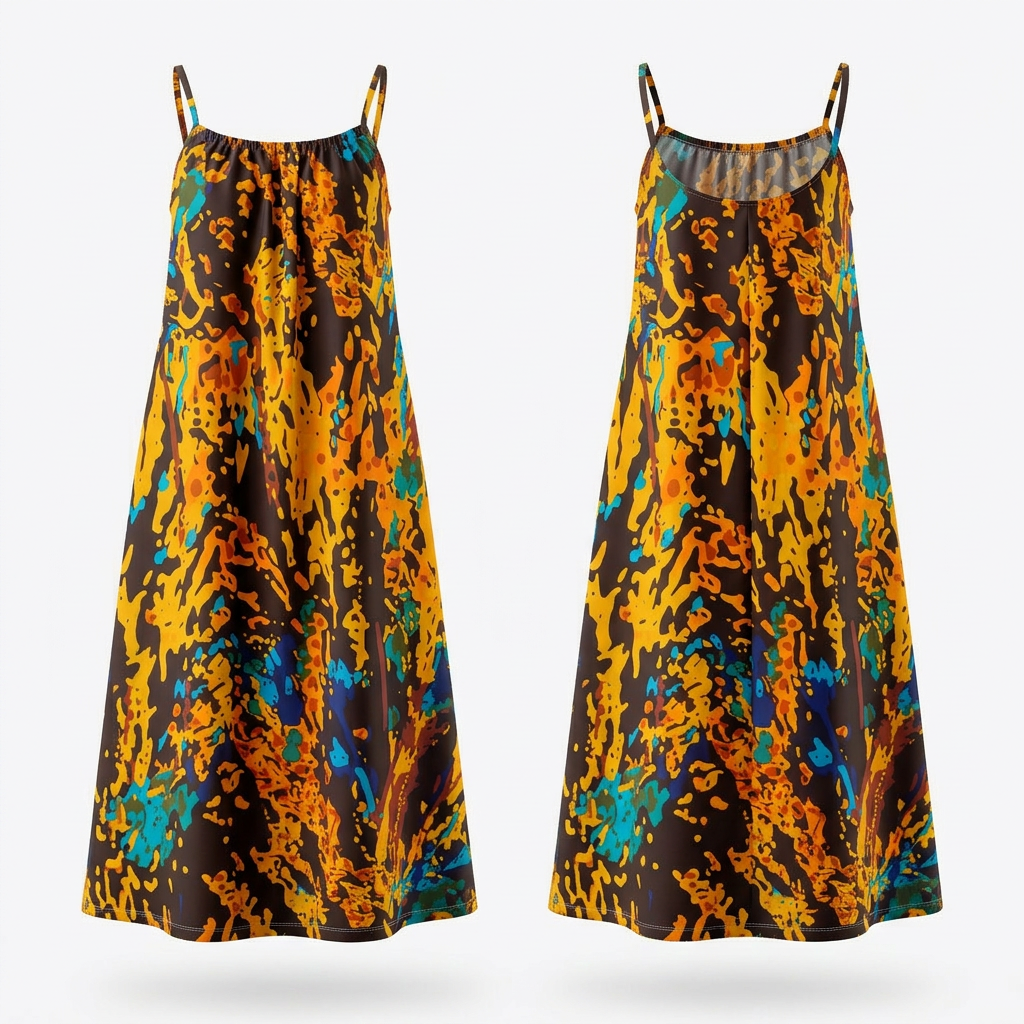 Nkwobi Adire Print Bloom Maxi Dress - Elegant Stretch Print Gown