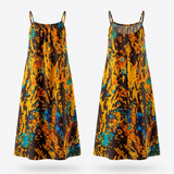 Nkwobi Adire Print Bloom Maxi Dress - Elegant Stretch Print Gown