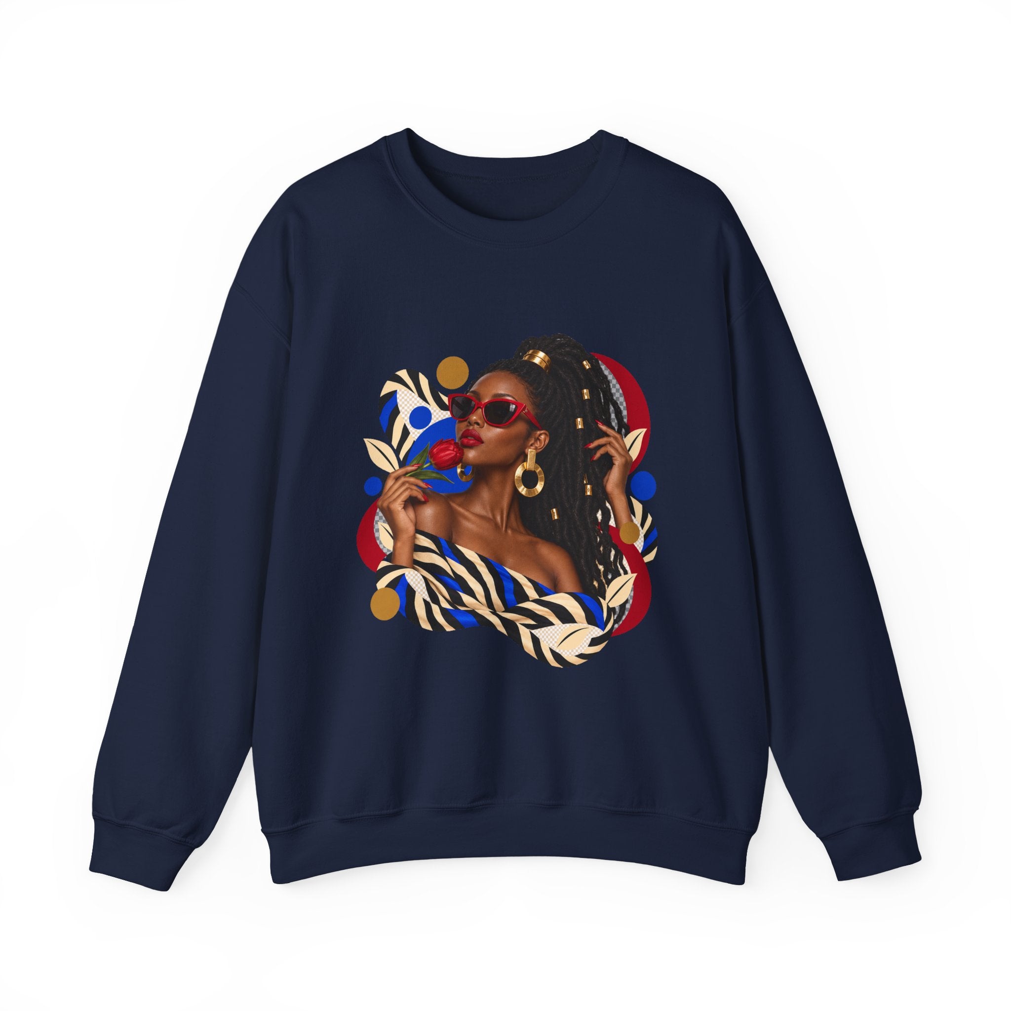 Afro Chic Portrait Sweatshirt — Stylish Woman Graphic Crewneck