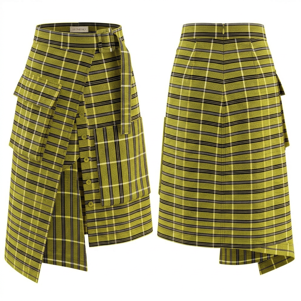 Nkata Aso oke Asymmetric cargo skirt