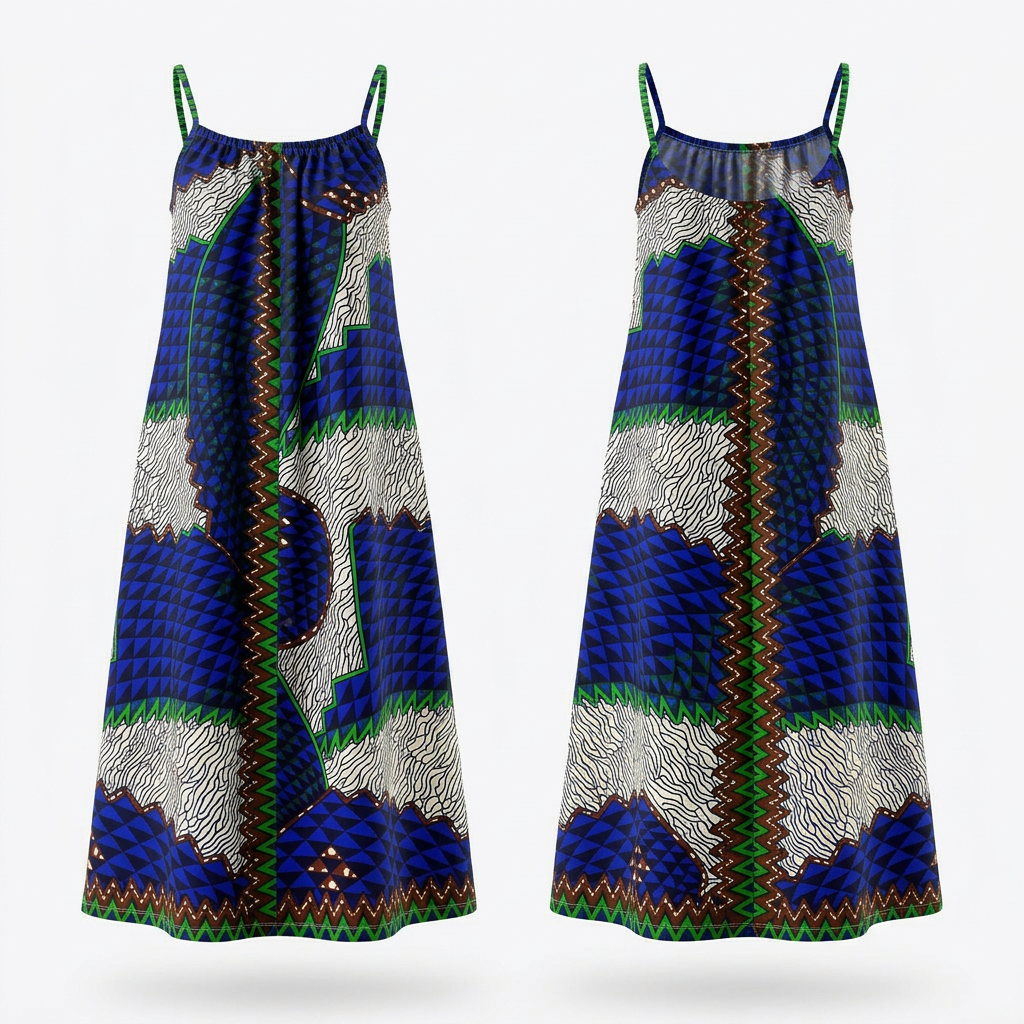 Chimefuna Ankara Luxe Maxi Dress: Cotton-Blend, Flattering Silhouette