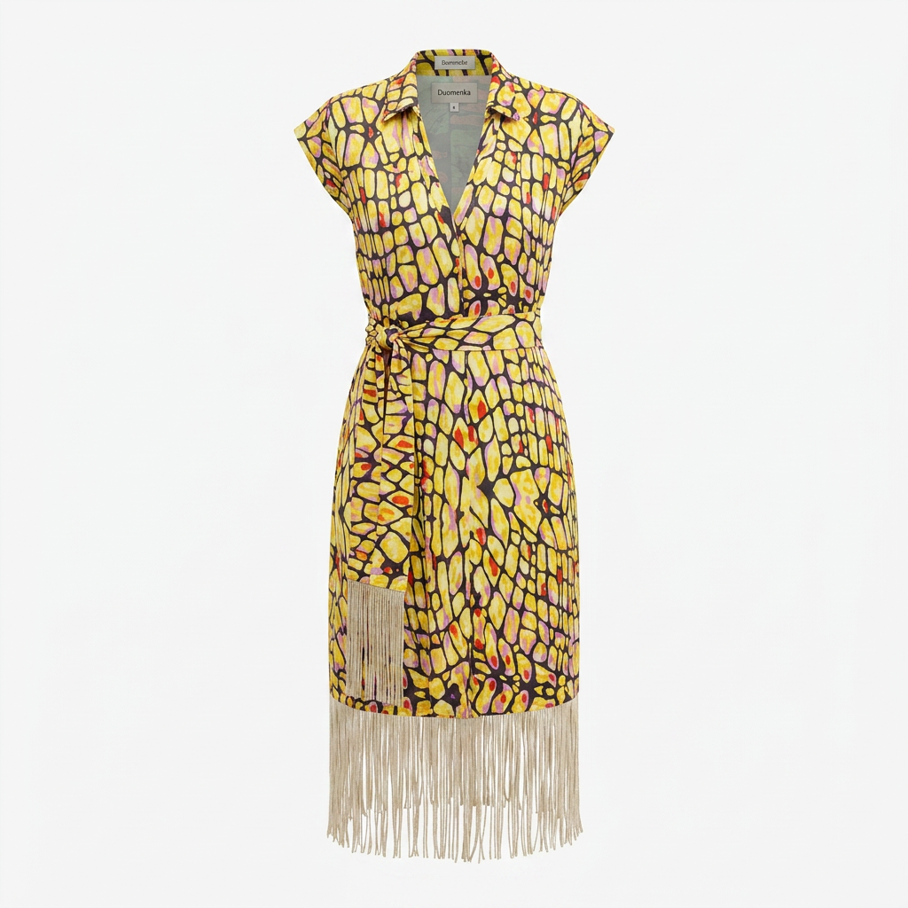 Onono Opulent Yellow Abstract Silk Maxi Dress – Flowing Silhouette