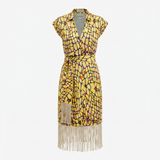 Onono Opulent Yellow Abstract Silk Maxi Dress – Flowing Silhouette