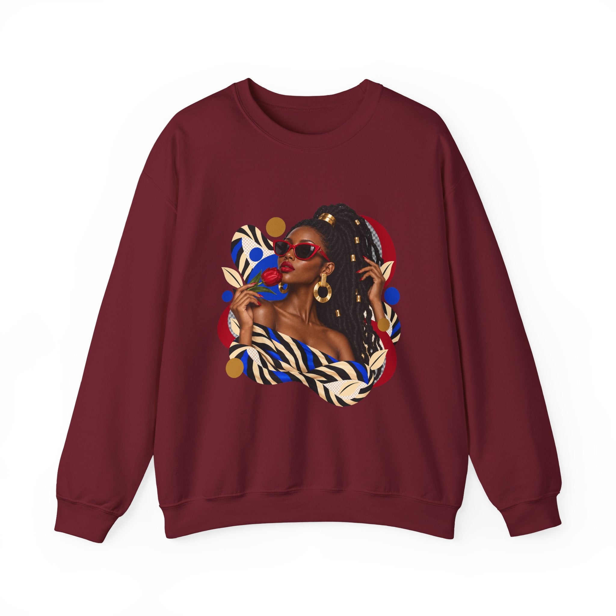 Afro Chic Portrait Sweatshirt — Stylish Woman Graphic Crewneck