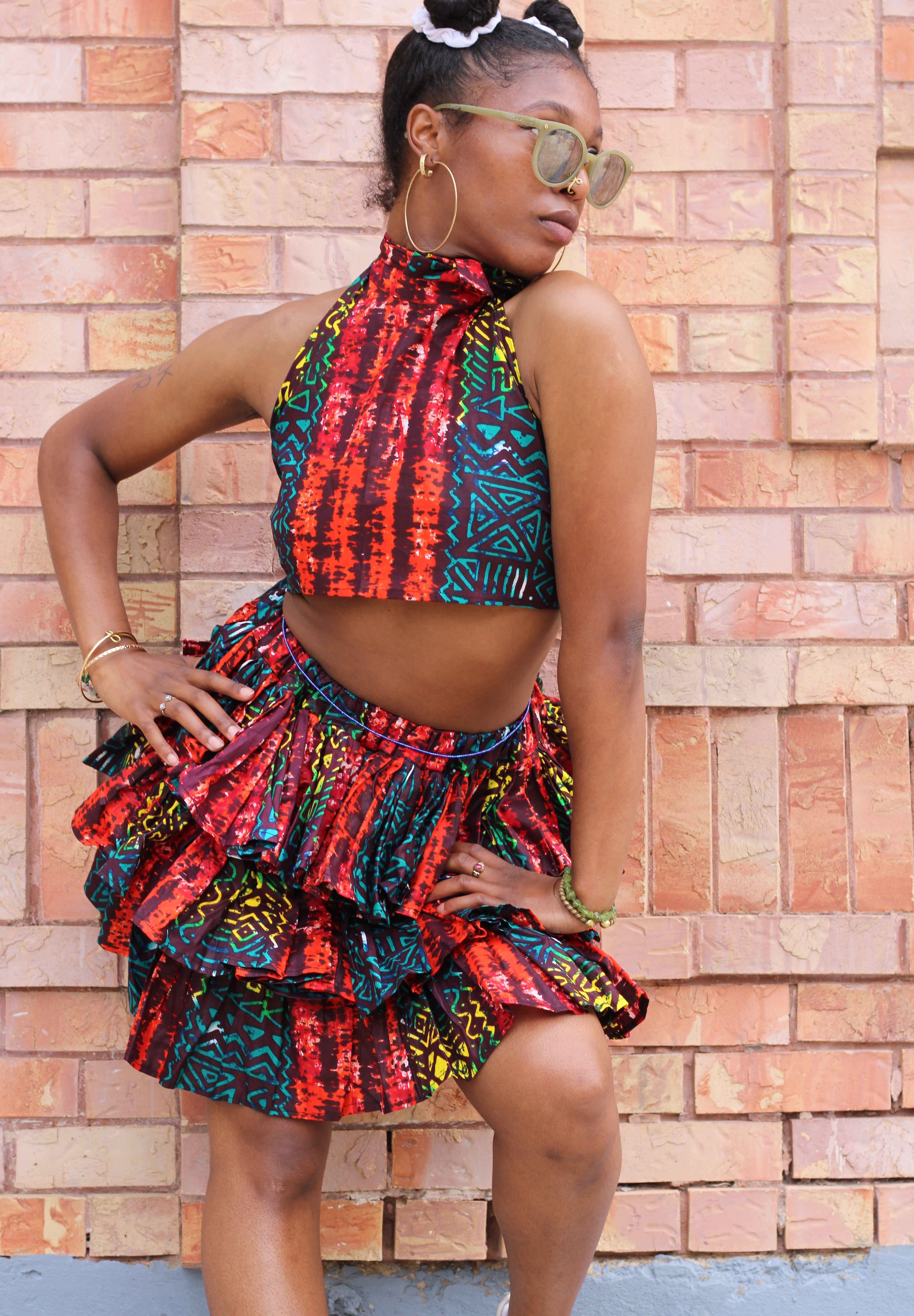 Kobina Crop Top and Triple Layered Skirt - Custom - These Fabrics Are Not Available - Please Pick Fabric