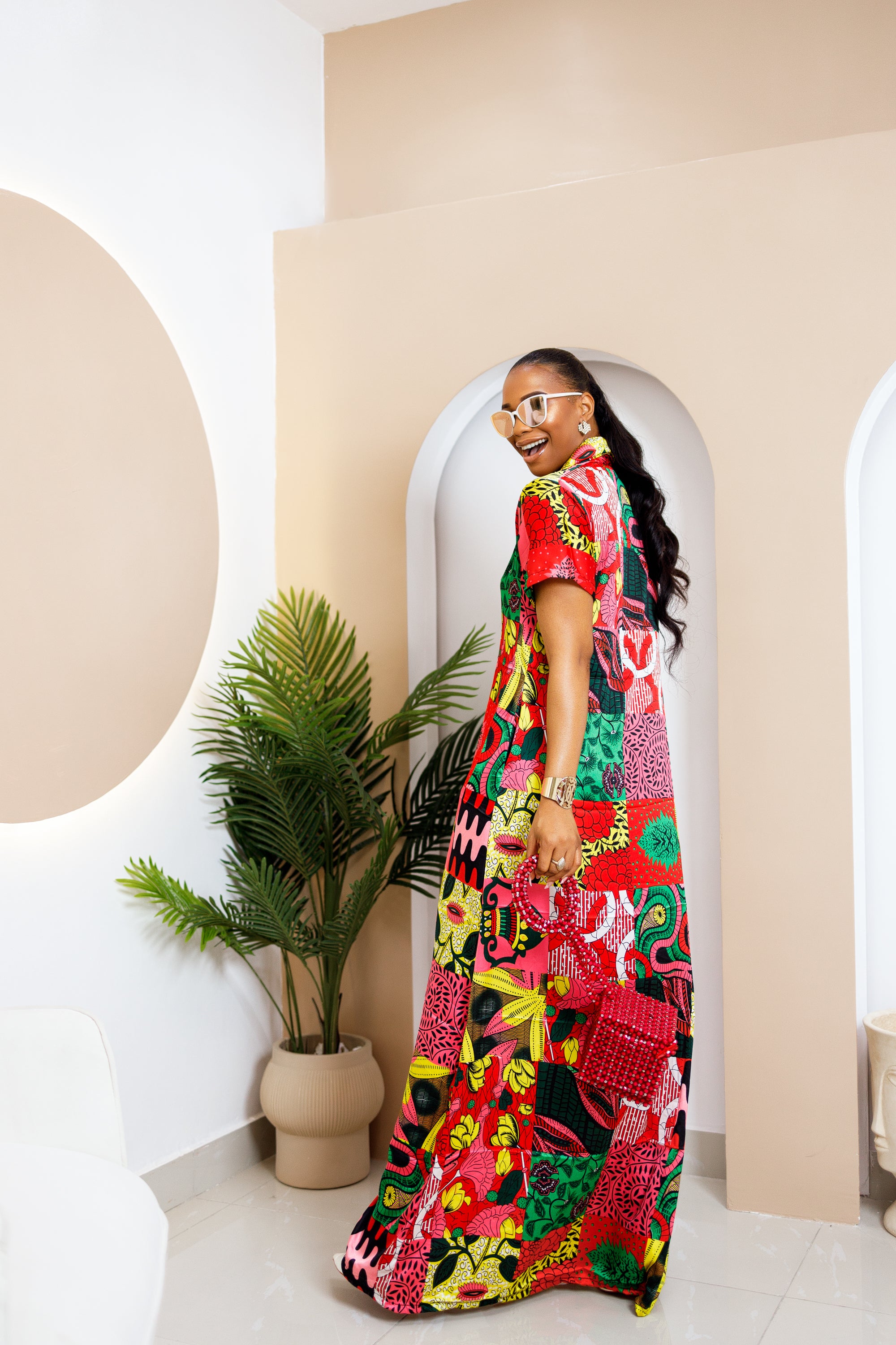 Adaoma Silk Ankara Kaftan
