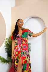 Adaoma Silk Ankara Kaftan