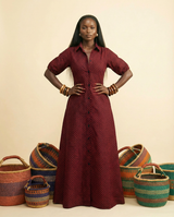 Agege Red Ankara Kaftan Dress - Luxury African Print Gown